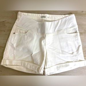Old Navy Maternity Front Low-Panel Boyfriend White Jean Shorts